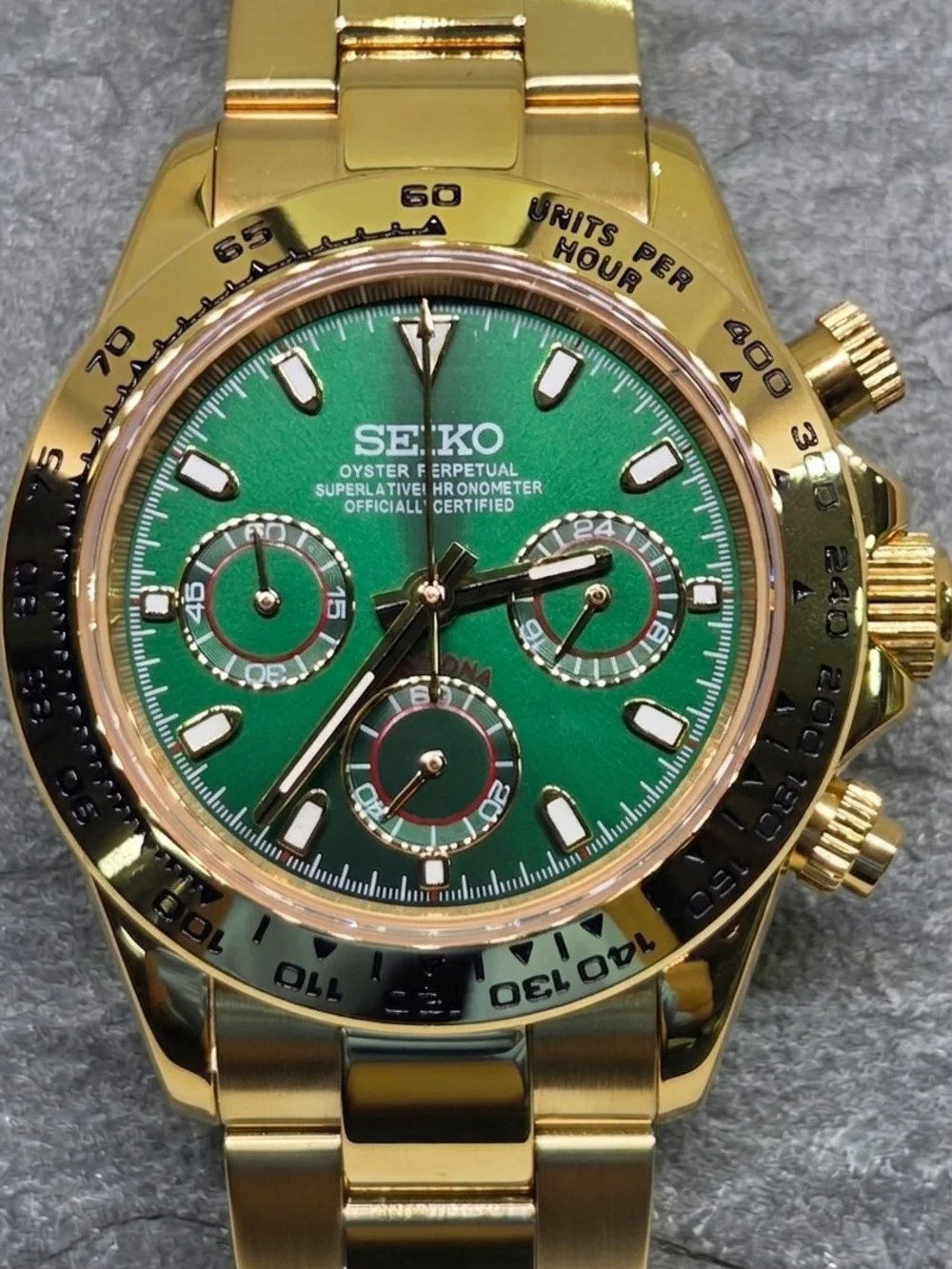 Custom 39mm Seiko Mod VK63 Watch John Mayor Gold Daytona